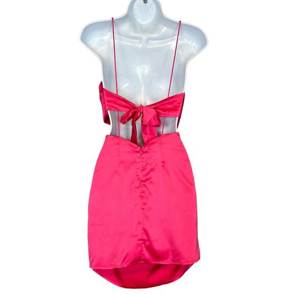 Revolve Pink Satin Wrap Mini Dress XXS Coquette More to Come Denise $80 NEW - Picture 6 of 9